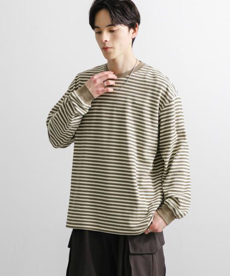 SENSE OF PLACE by URBAN RESEARCH「SENSE OF PLACE ワッフルボーダーロングTシャツ」|Tシャツ・カットソー|