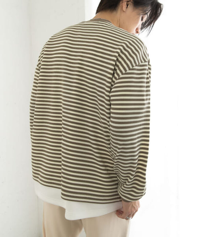 SENSE OF PLACE by URBAN RESEARCH「SENSE OF PLACE ワッフルボーダーロングTシャツ」|Tシャツ・カットソー|