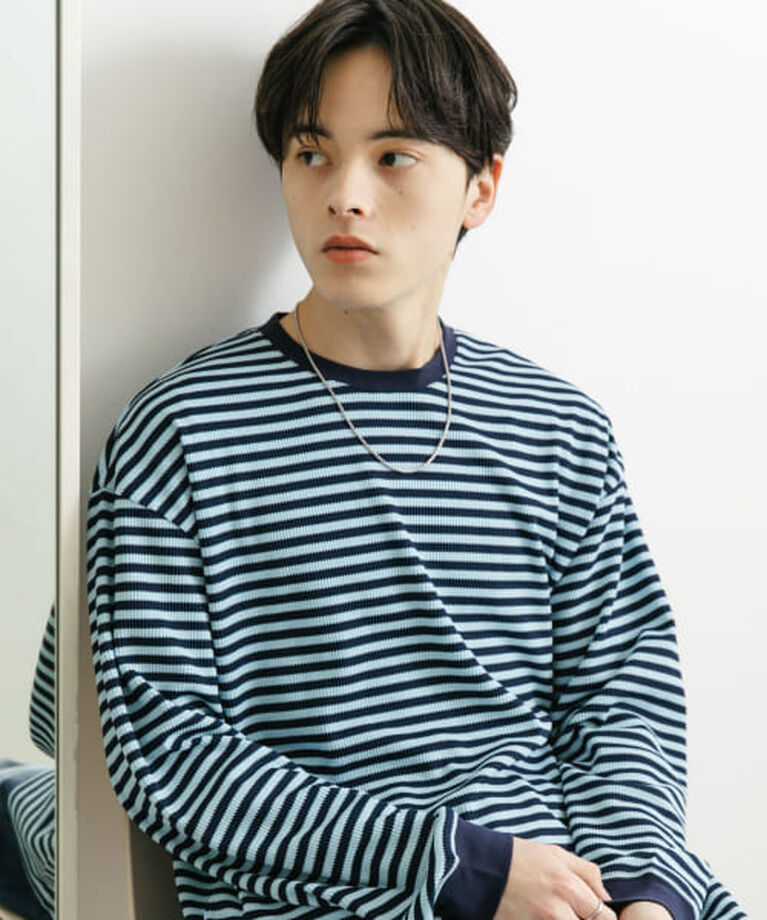SENSE OF PLACE by URBAN RESEARCH「SENSE OF PLACE ワッフルボーダーロングTシャツ」|Tシャツ・カットソー|