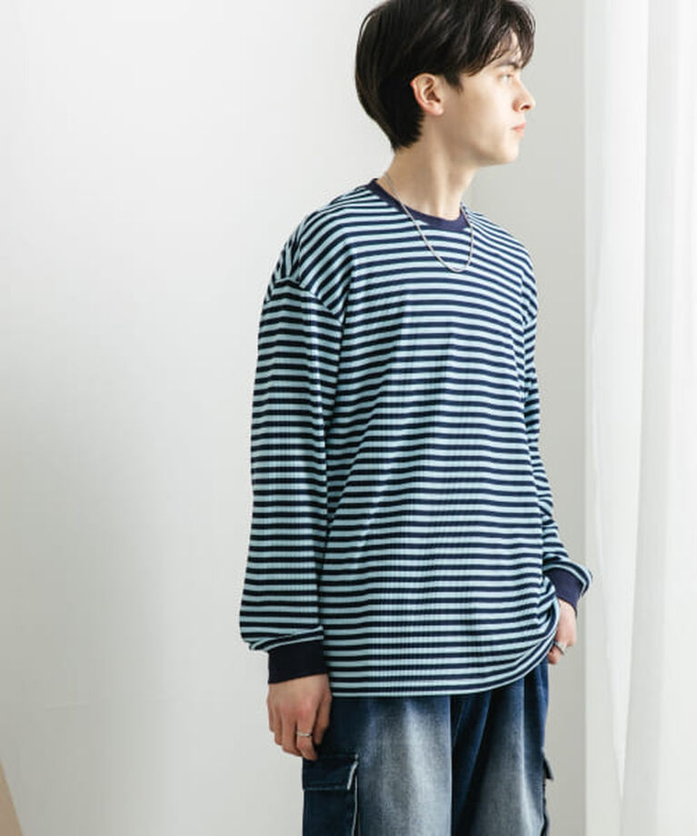 SENSE OF PLACE by URBAN RESEARCH「SENSE OF PLACE ワッフルボーダーロングTシャツ」|Tシャツ・カットソー|