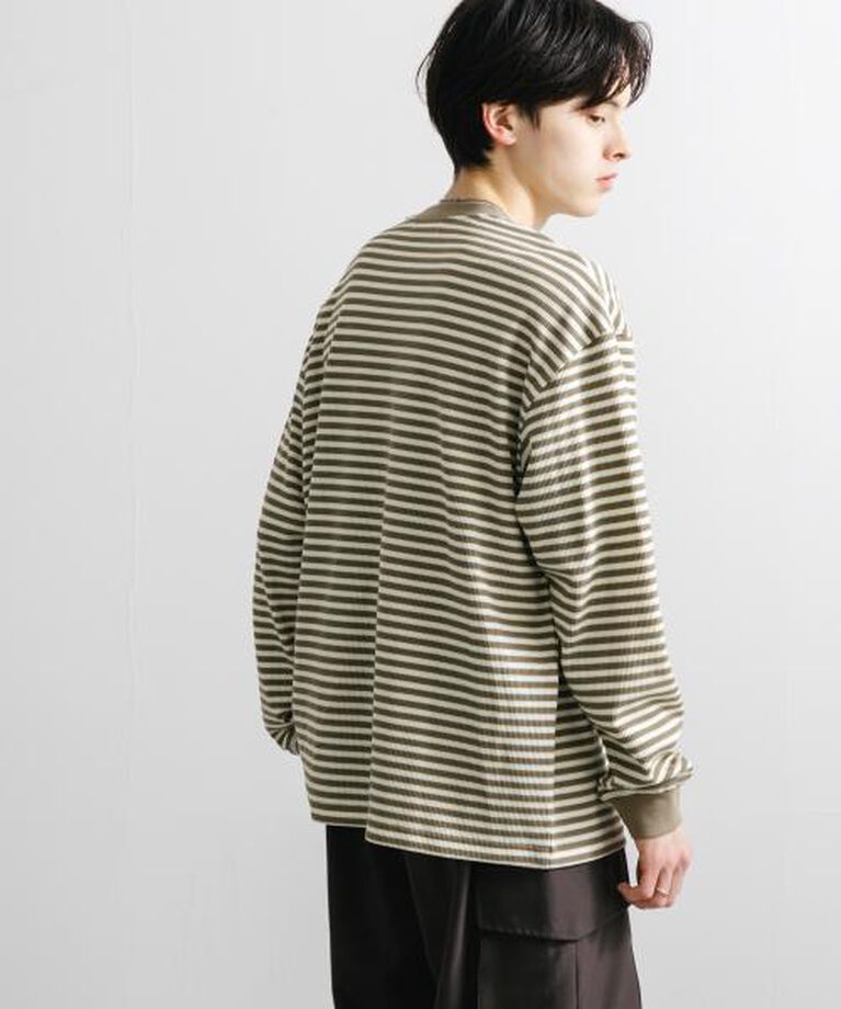 SENSE OF PLACE by URBAN RESEARCH「SENSE OF PLACE ワッフルボーダーロングTシャツ」|Tシャツ・カットソー|