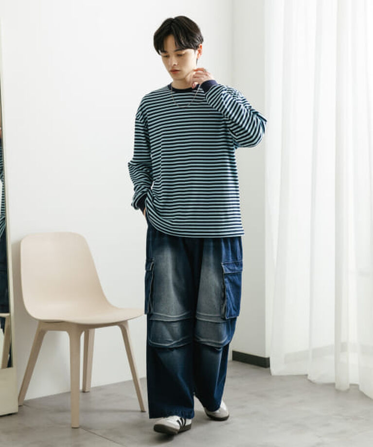 SENSE OF PLACE by URBAN RESEARCH「SENSE OF PLACE ワッフルボーダーロングTシャツ」|Tシャツ・カットソー|