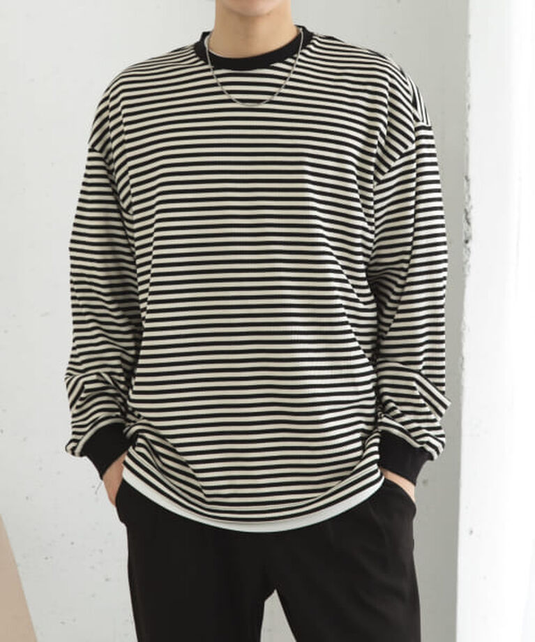 SENSE OF PLACE by URBAN RESEARCH「SENSE OF PLACE ワッフルボーダーロングTシャツ」|Tシャツ・カットソー|