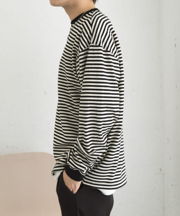 SENSE OF PLACE by URBAN RESEARCH「SENSE OF PLACE ワッフルボーダーロングTシャツ」|Tシャツ・カットソー|