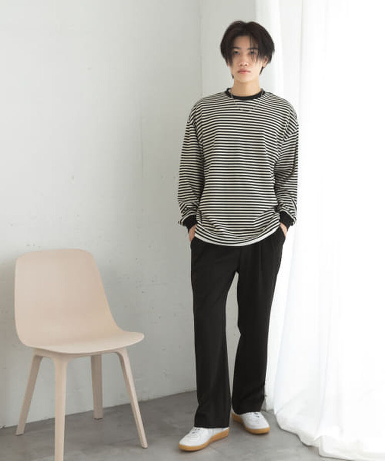 SENSE OF PLACE by URBAN RESEARCH「SENSE OF PLACE ワッフルボーダーロングTシャツ」|Tシャツ・カットソー|
