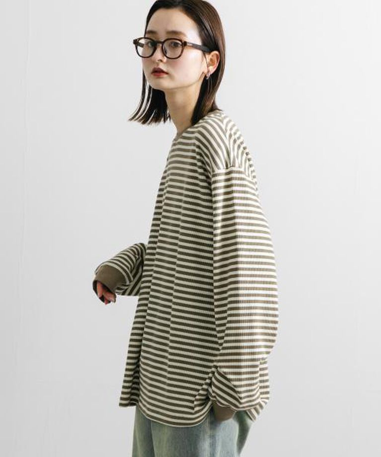 SENSE OF PLACE by URBAN RESEARCH「SENSE OF PLACE ワッフルボーダーロングTシャツ」|Tシャツ・カットソー|