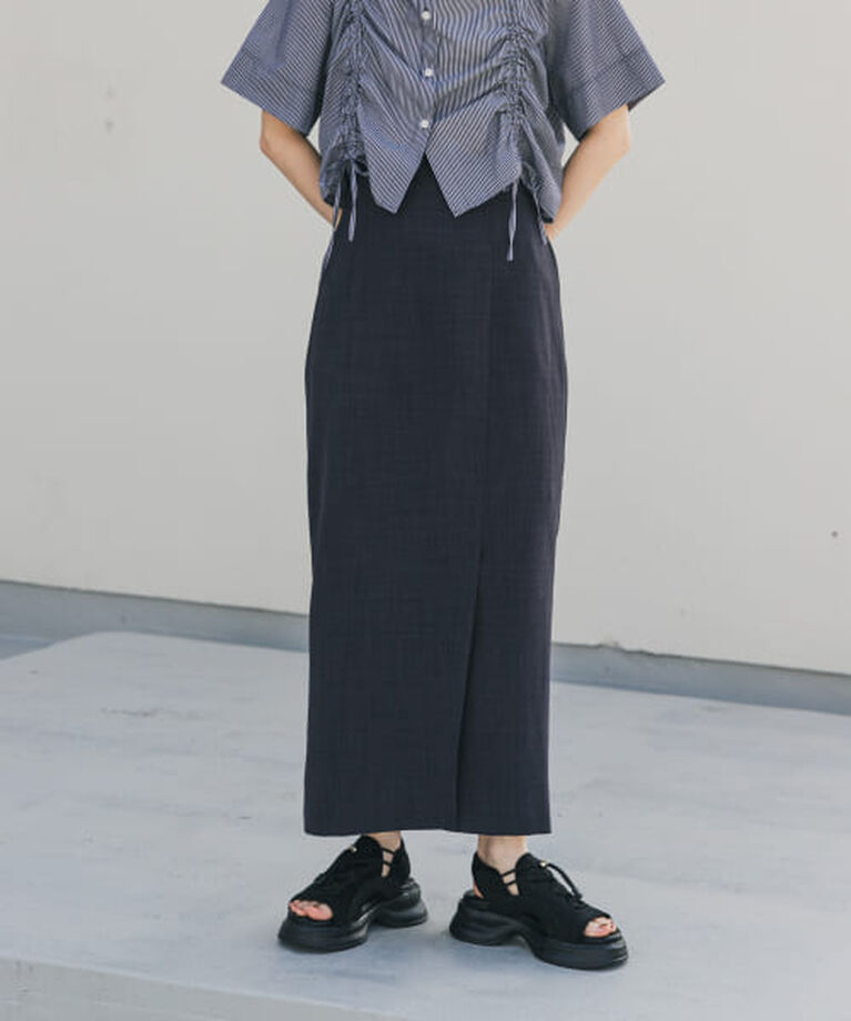 SENSE OF PLACE by URBAN RESEARCH「SENSE OF PLACE 『UR TECH DRYLUXE』リネンライクスリットタイトスカート」|スカート|CHARCOAL