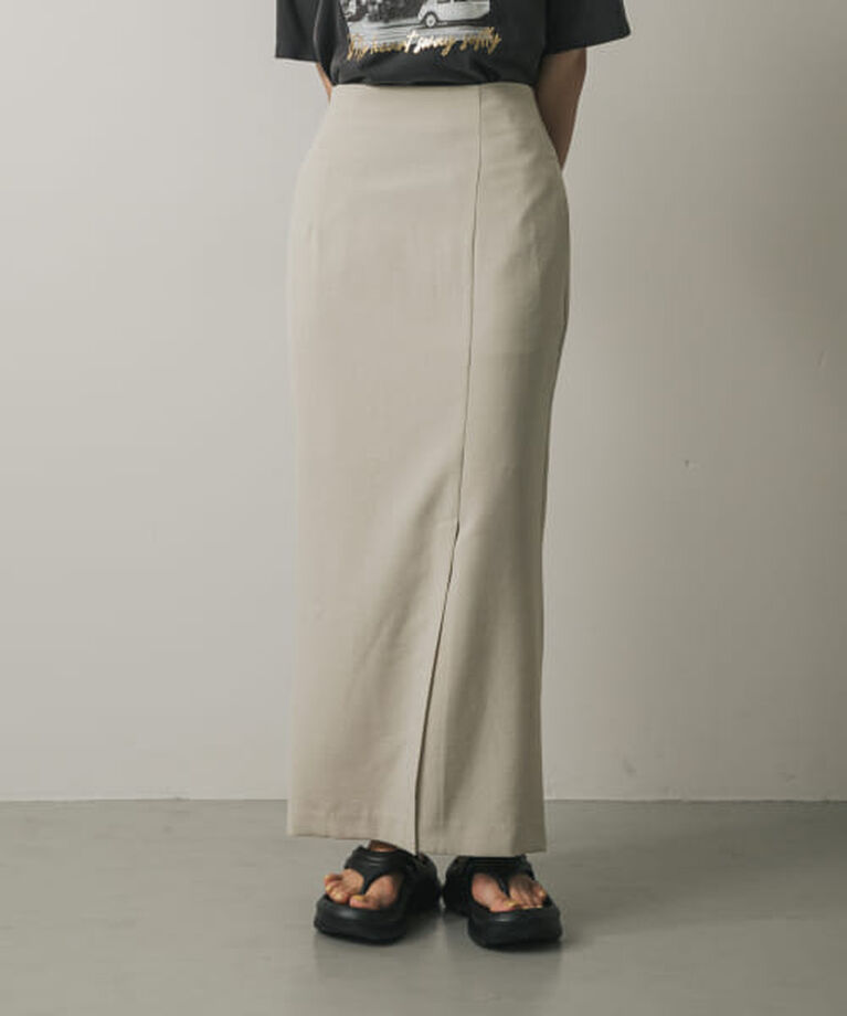 SENSE OF PLACE by URBAN RESEARCH「SENSE OF PLACE 『UR TECH DRYLUXE』リネンライクスリットタイトスカート」|スカート|GREIGE