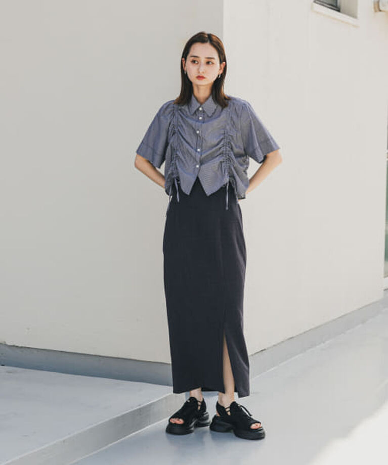 SENSE OF PLACE by URBAN RESEARCH「SENSE OF PLACE 『UR TECH DRYLUXE』リネンライクスリットタイトスカート」|スカート|
