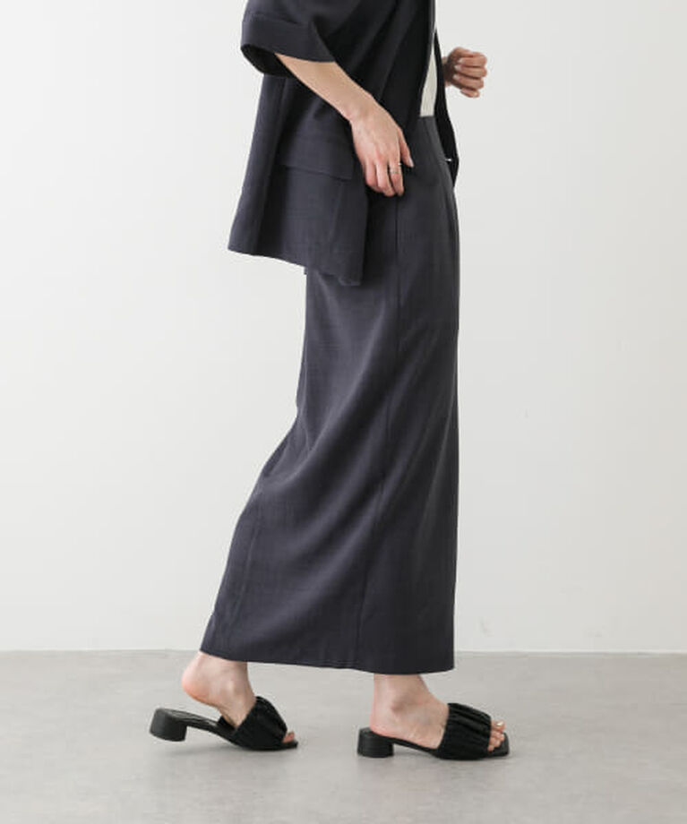 SENSE OF PLACE by URBAN RESEARCH「SENSE OF PLACE 『UR TECH DRYLUXE』リネンライクスリットタイトスカート」|スカート|NAVY