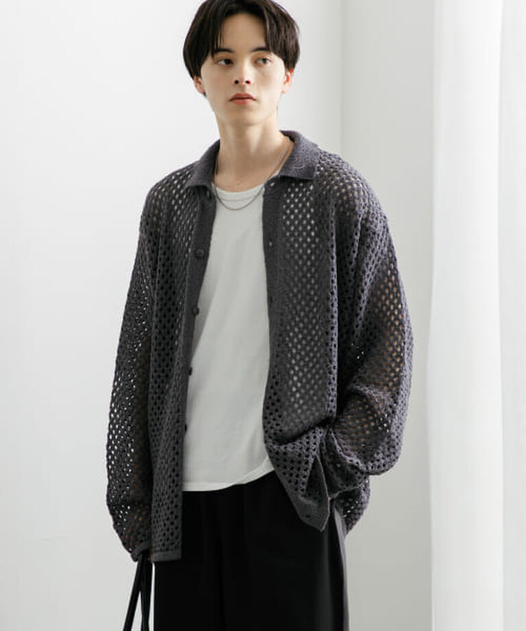 SENSE OF PLACE by URBAN RESEARCH「SENSE OF PLACE 『ユニセックス』メッシュ衿付きカーディガン」|カーディガン|