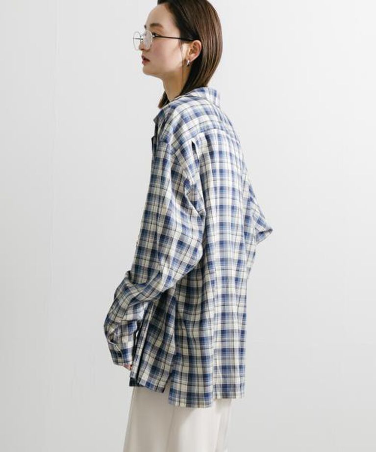 SENSE OF PLACE by URBAN RESEARCH「SENSE OF PLACE 『ユニセックス』シアーチェックオープンカラーロングスリーブシャツ」|シャツ・ブラウス|