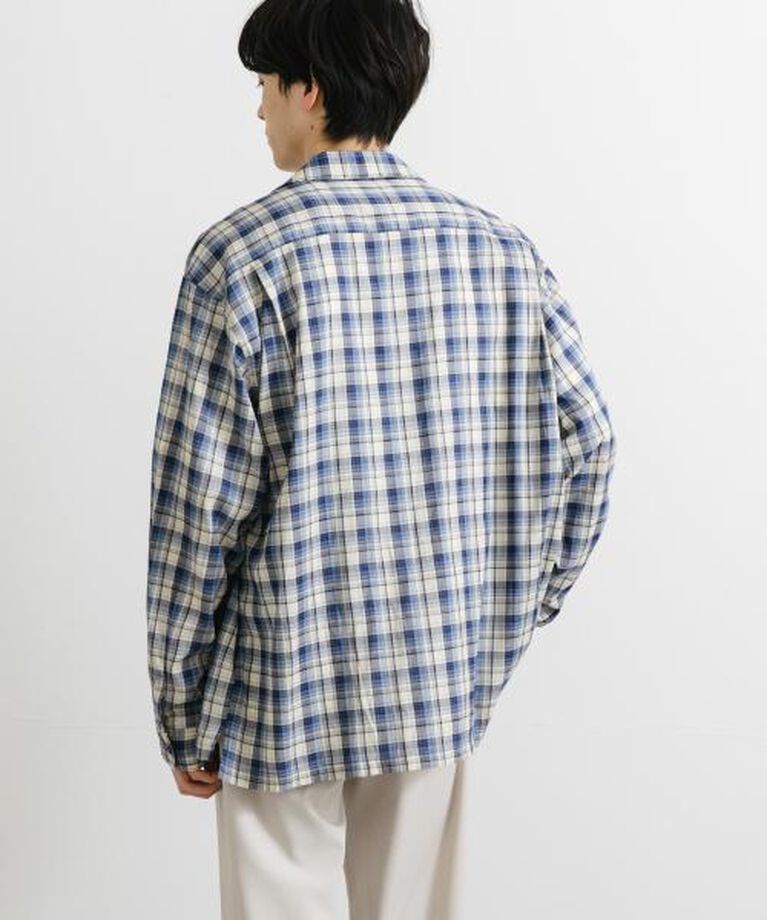 SENSE OF PLACE by URBAN RESEARCH「SENSE OF PLACE 『ユニセックス』シアーチェックオープンカラーロングスリーブシャツ」|シャツ・ブラウス|