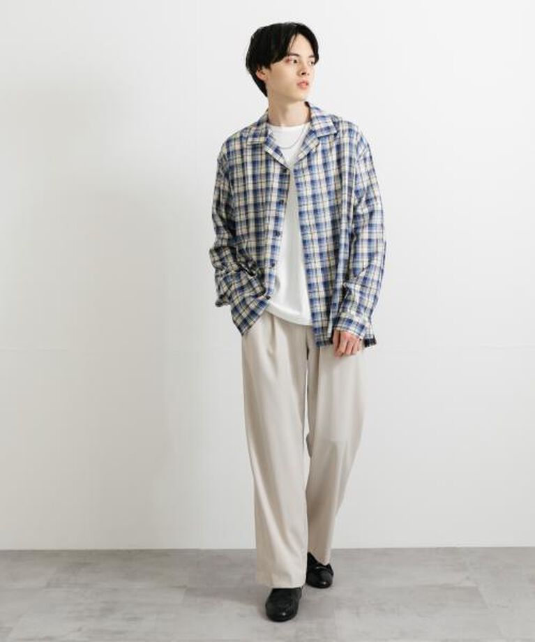 SENSE OF PLACE by URBAN RESEARCH「SENSE OF PLACE 『ユニセックス』シアーチェックオープンカラーロングスリーブシャツ」|シャツ・ブラウス|