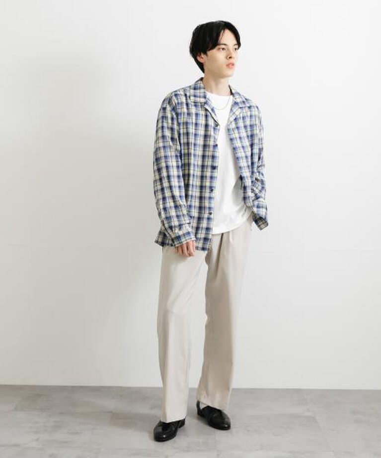 SENSE OF PLACE by URBAN RESEARCH「SENSE OF PLACE 『ユニセックス』シアーチェックオープンカラーロングスリーブシャツ」|シャツ・ブラウス|