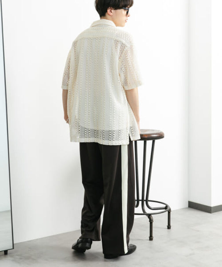 SENSE OF PLACE by URBAN RESEARCH「SENSE OF PLACE 『ユニセックス』アソートレースオープンカラーショートスリーブシャツ」|シャツ・ブラウス|