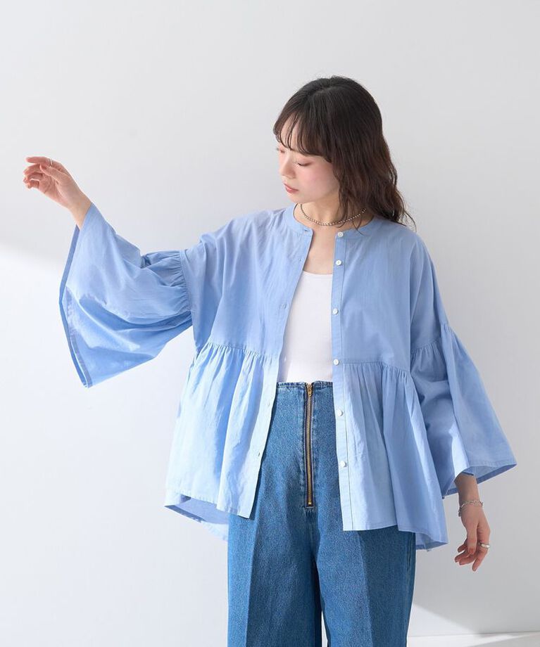 earth music&ecology「コットンボイルギャザーシャツ」|シャツ・ブラウス|