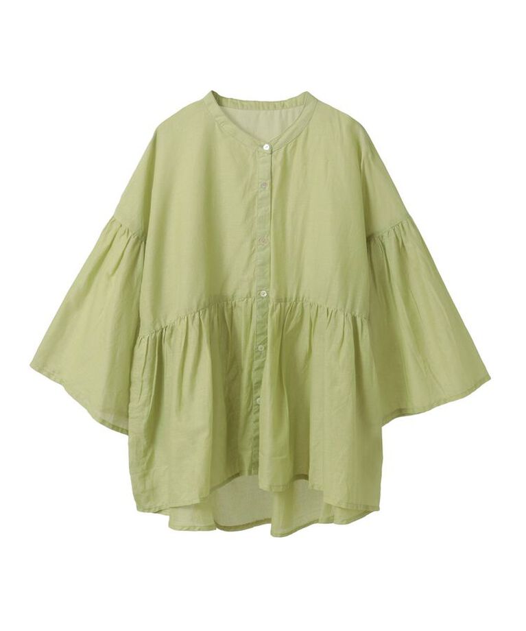 earth music&ecology「コットンボイルギャザーシャツ」|シャツ・ブラウス|Lime Green