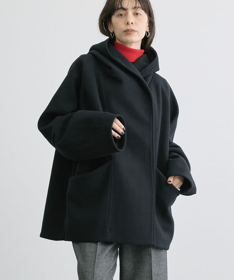 AMERICAN HOLIC「中空FIBERフーディーコクーンコート【軽量アウター】」|その他|Black
