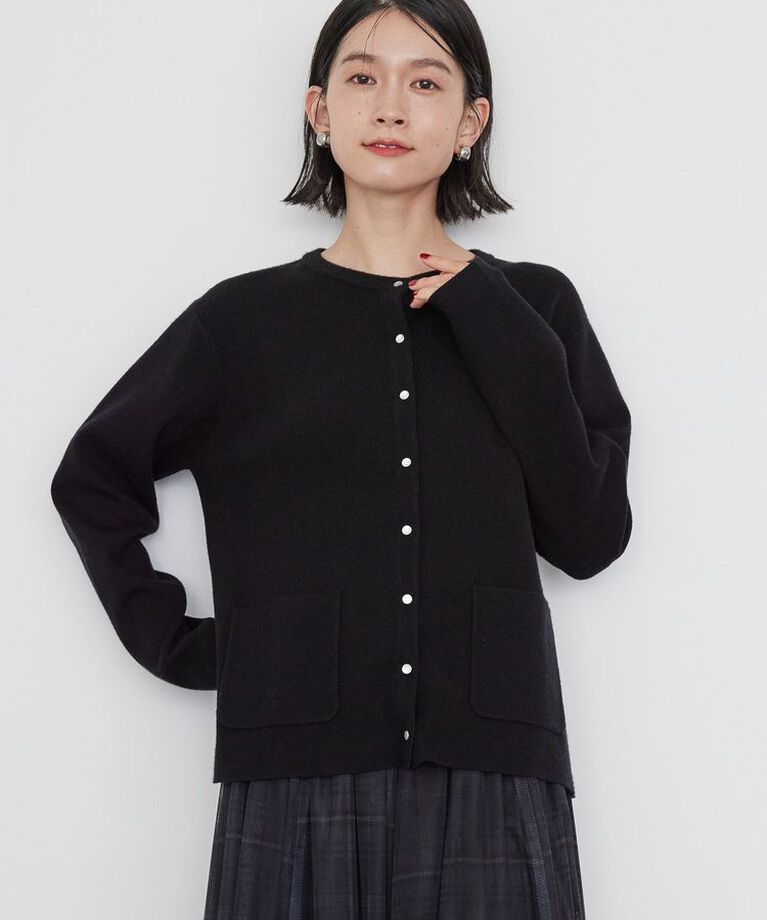 AMERICAN HOLIC「バイパチクルーネックニットカーディガン」|カーディガン|Black