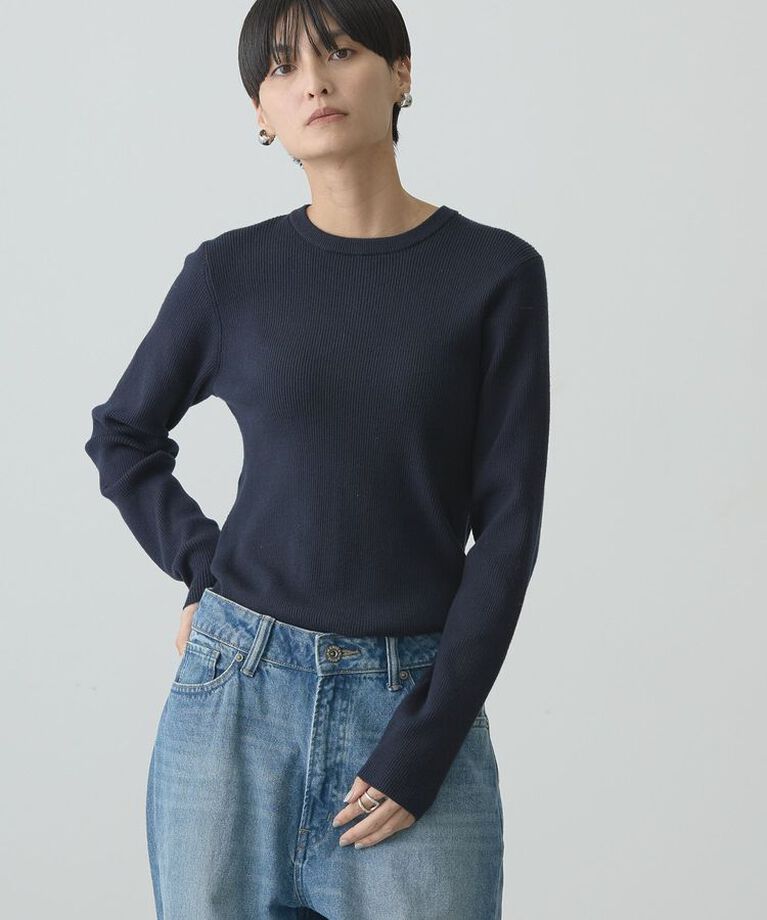AMERICAN HOLIC「バイパチクルーネックリブニットプルオーバー」|ニット・セーター|Navy
