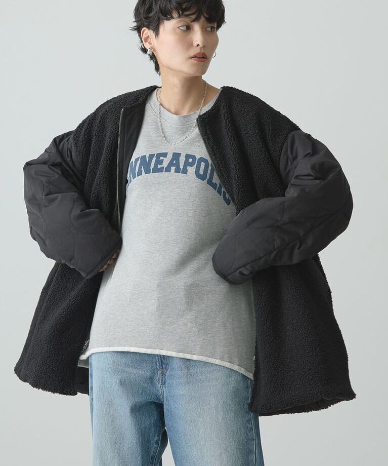 AMERICAN HOLIC「軽ポカ2WAYリバーシブルキルトアウター」|その他|Black