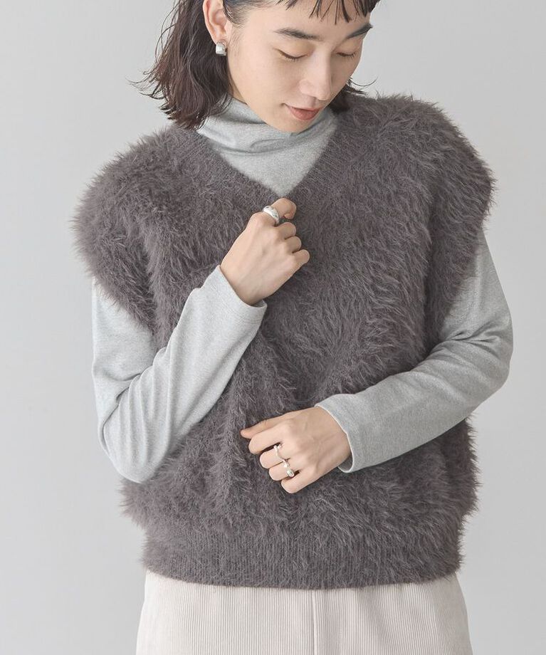 AMERICAN HOLIC「シャギーベスト」|ベスト・ジレ|Charcoal Gray