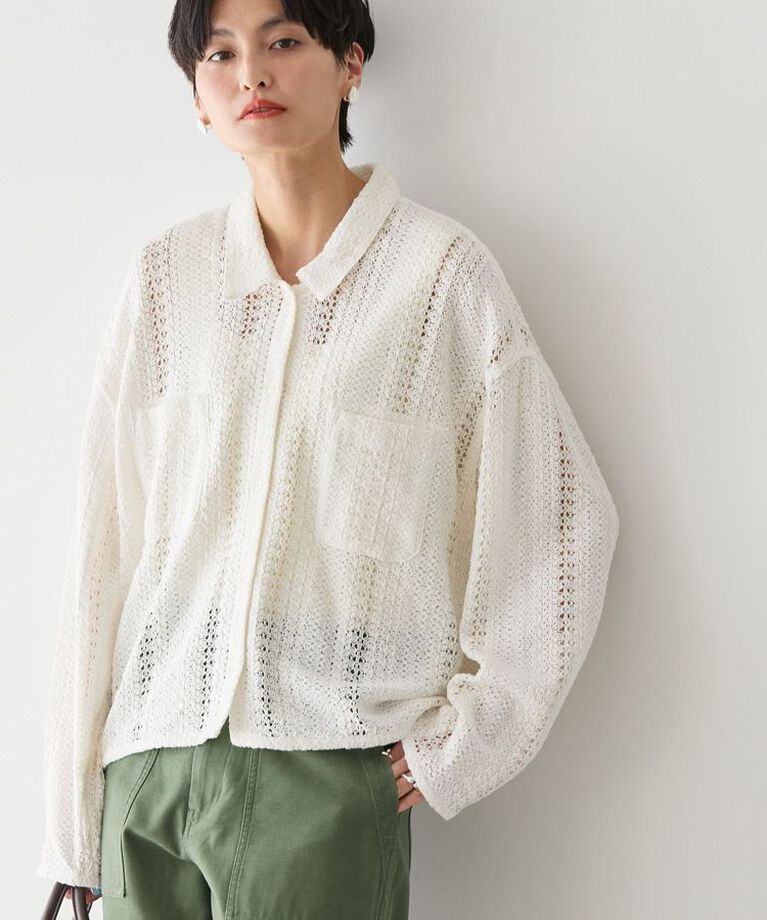 AMERICAN HOLIC「Wポケットレースシャツ」|シャツ・ブラウス|Off White