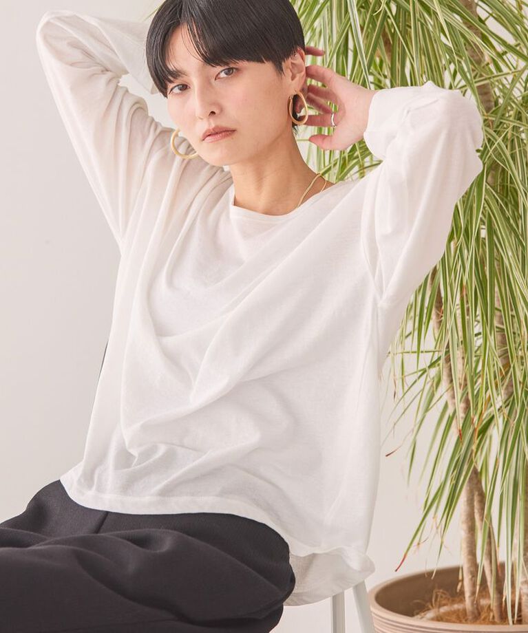 AMERICAN HOLIC「バック切替シアー長袖トップス」|Tシャツ・カットソー|