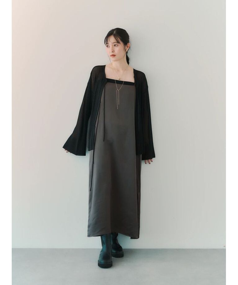 YECCA VECCA「【CLASSY.掲載】2wayサテンキャミワンピース」|ワンピース|Charcoal Gray
