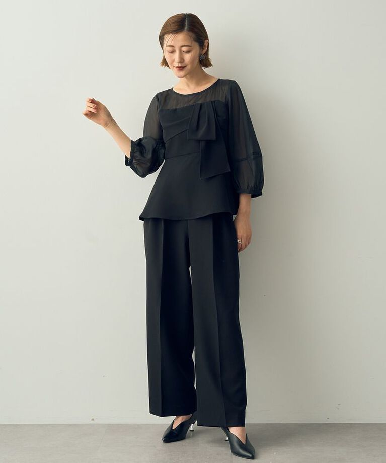 YECCA VECCA「【2点SET】リボンデザインセットアップ」|オールインワン|Black