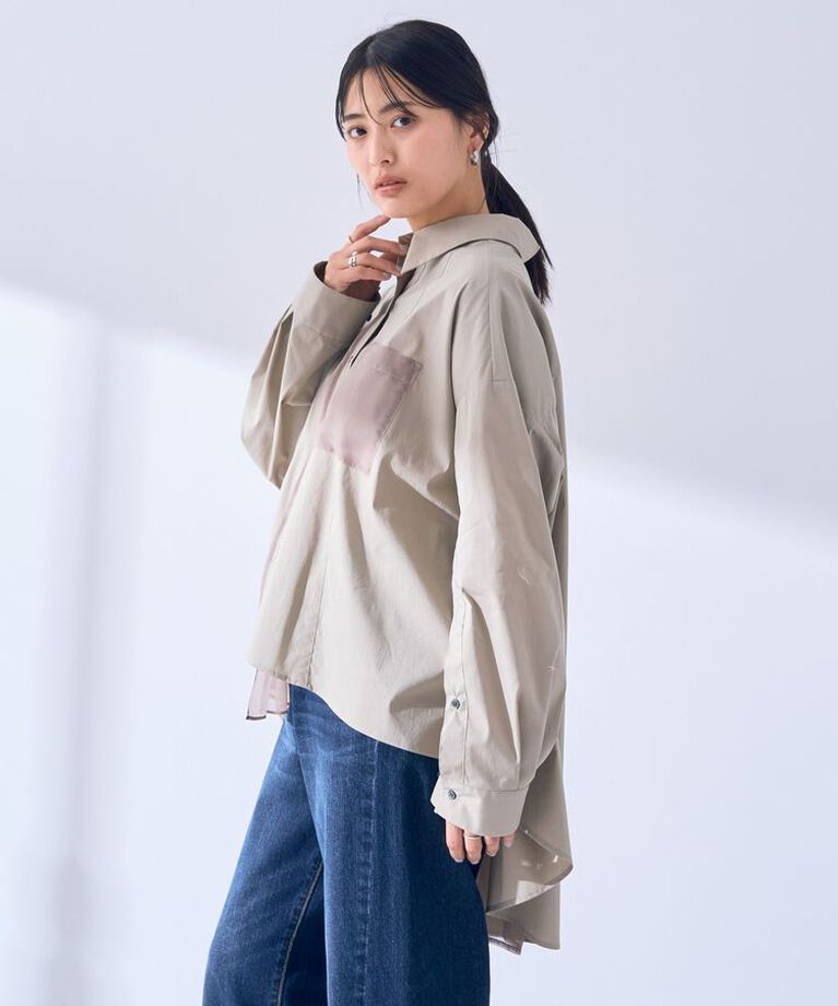 Editt by YECCA VECCA「シアーMIXアシメシャツ」|シャツ・ブラウス|