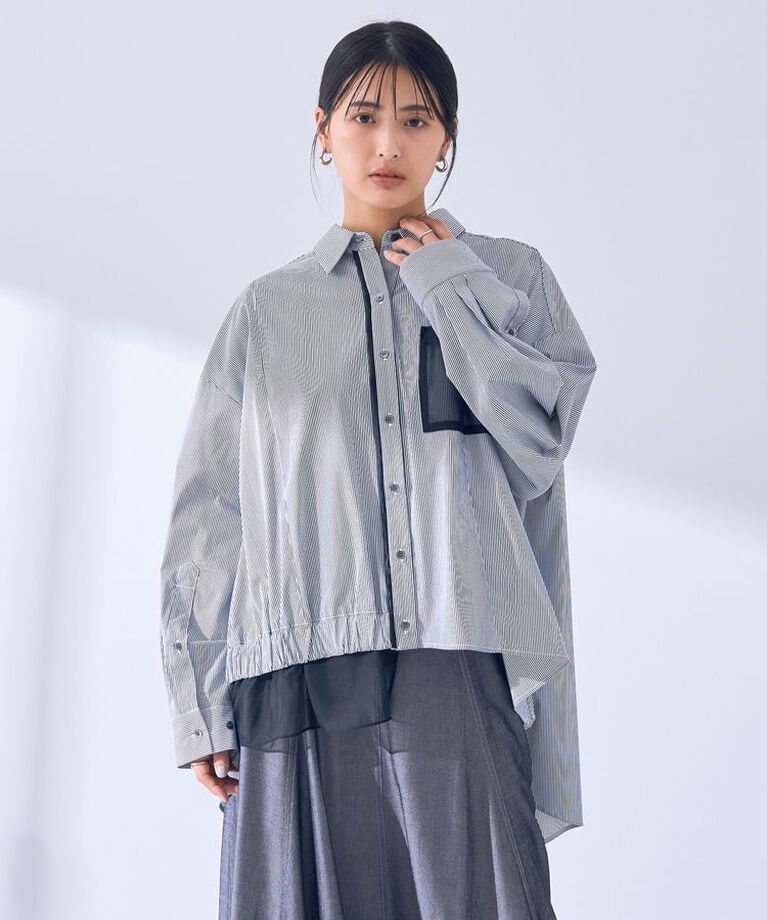 Editt by YECCA VECCA「シアーMIXアシメシャツ」|シャツ・ブラウス|