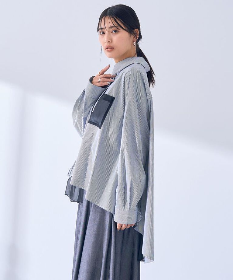 Editt by YECCA VECCA「シアーMIXアシメシャツ」|シャツ・ブラウス|