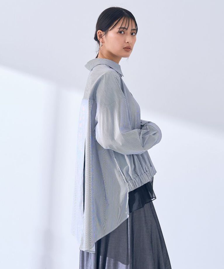 Editt by YECCA VECCA「シアーMIXアシメシャツ」|シャツ・ブラウス|