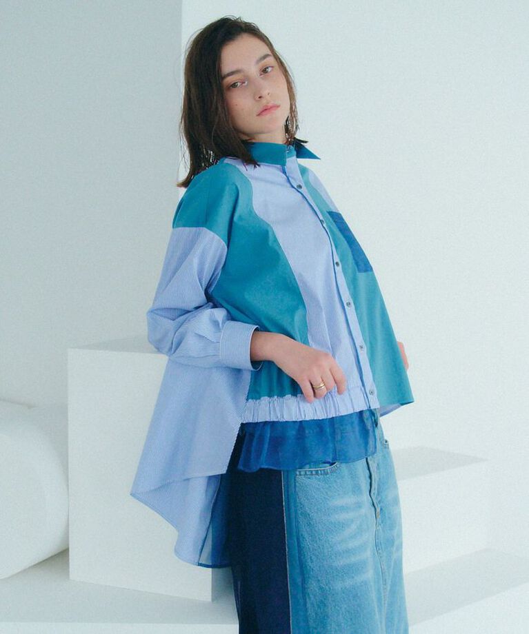 Editt by YECCA VECCA「シアーMIXアシメシャツ」|シャツ・ブラウス|