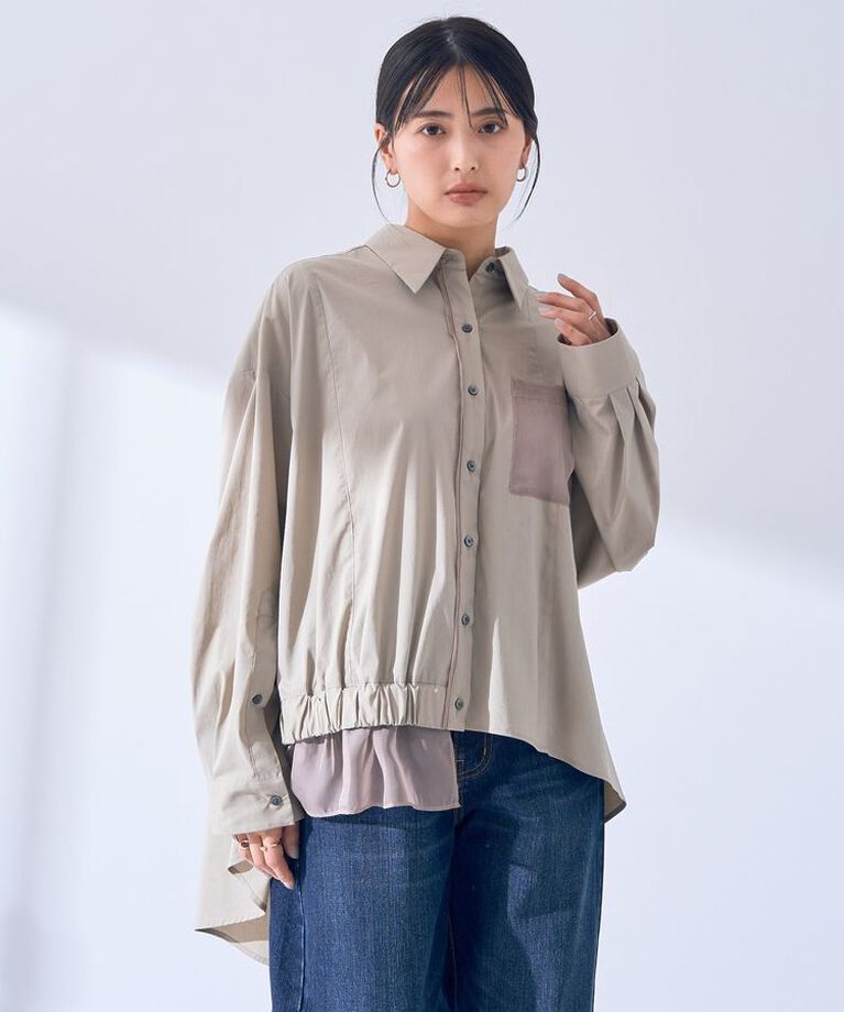 Editt by YECCA VECCA「シアーMIXアシメシャツ」|シャツ・ブラウス|