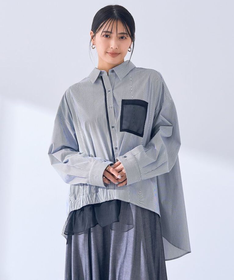 Editt by YECCA VECCA「シアーMIXアシメシャツ」|シャツ・ブラウス|