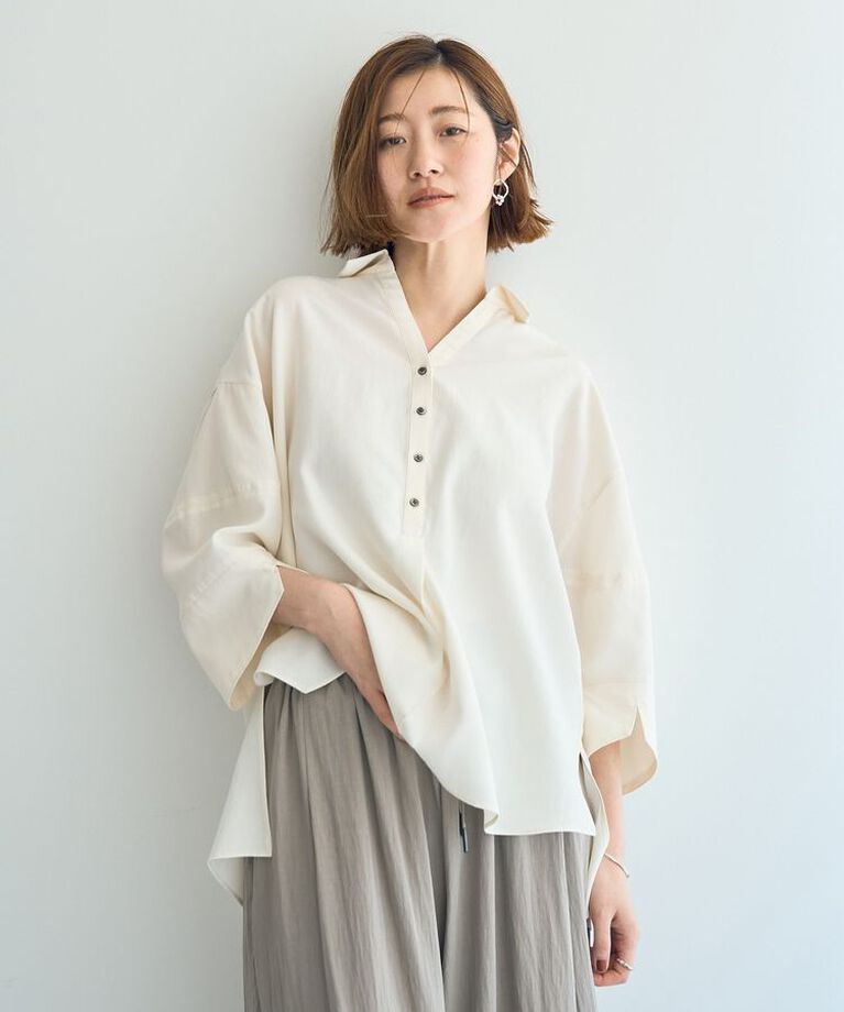 Editt by YECCA VECCA「袖デザインスキッパーシャツ」|シャツ・ブラウス|Ivory