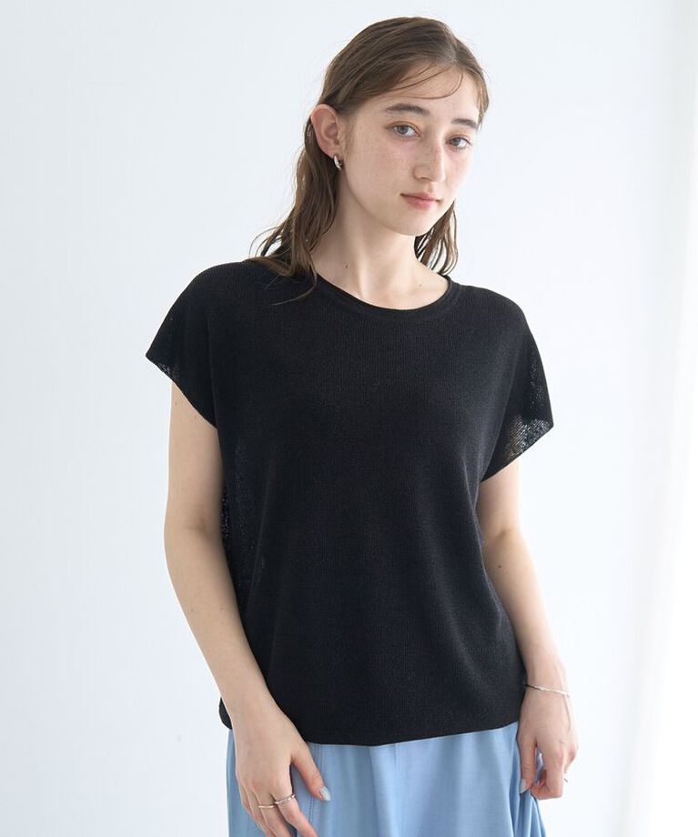 YECCA VECCA「クルーネックラメシアーニット」|ニット・セーター|Black