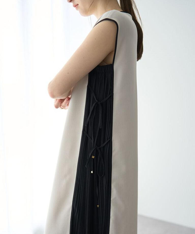 YECCA VECCA「プリーツMIX配色ワンピース」|ワンピース|