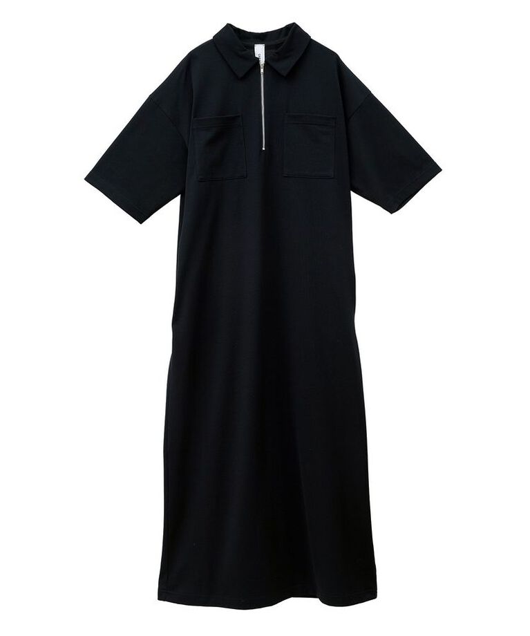 GARAGE OF GOOD CLOTHING「【日本製】ポロ襟ZIP付ワンピース」|ワンピース|Black
