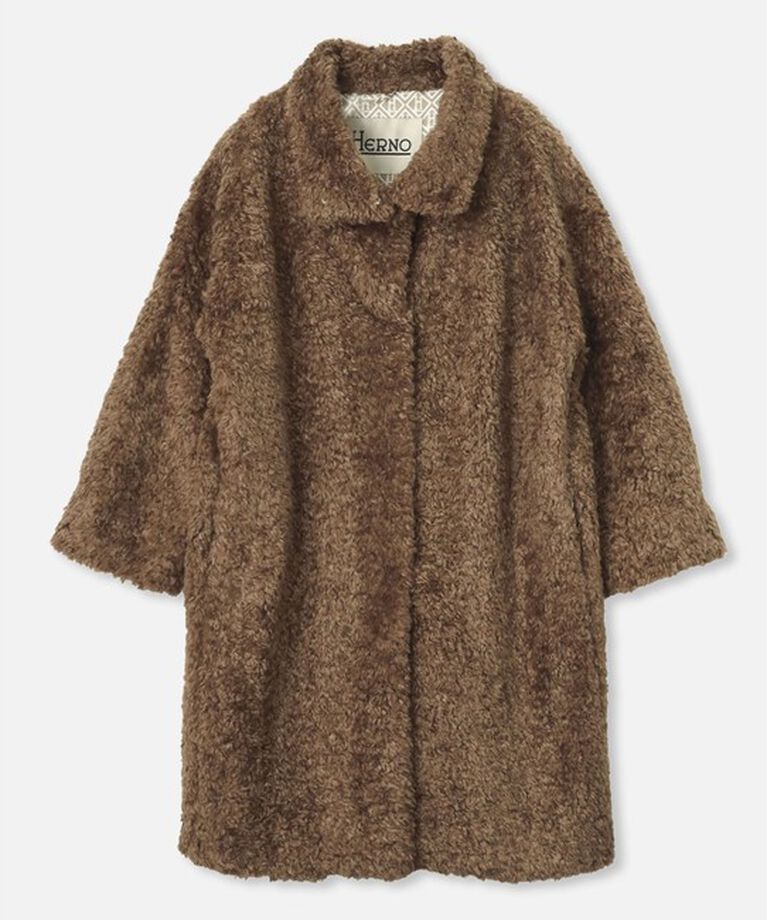 allureville「【HERNO(ヘルノ－)】 CURLY ECO FUR HIGH NECK CT」|ダッフルコート|ブラウン