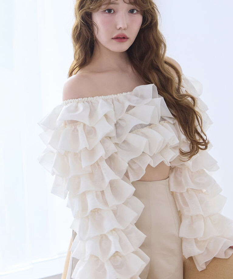  「【Dreamy collection】オーガンジーフリルブラウス」|シャツ・ブラウス|オフホワイト