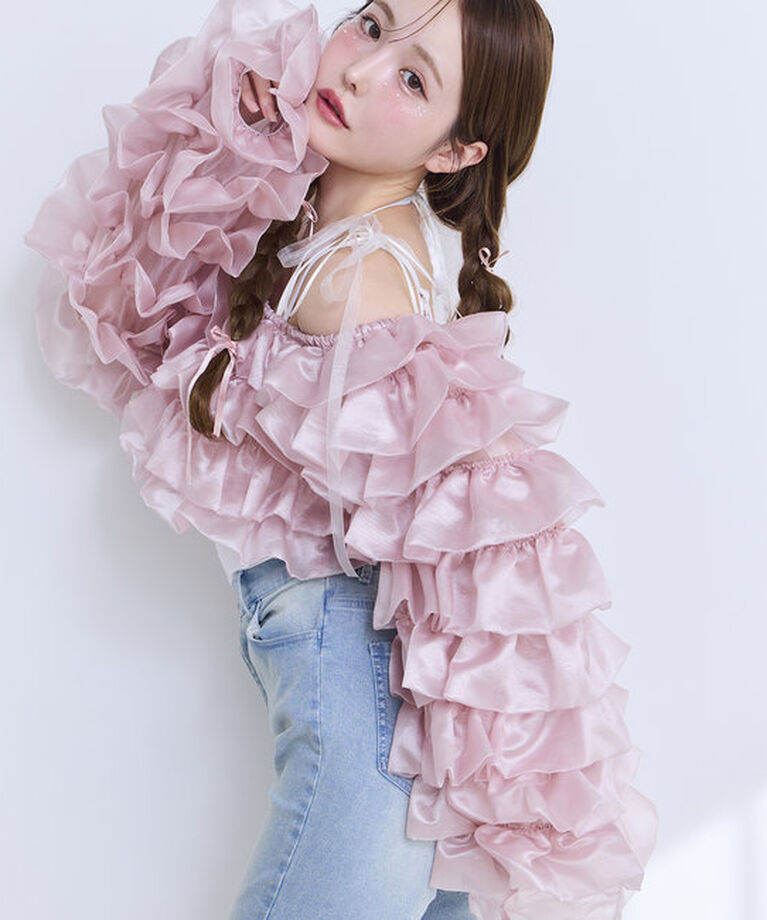  「【Dreamy collection】オーガンジーフリルブラウス」|シャツ・ブラウス|ピンク