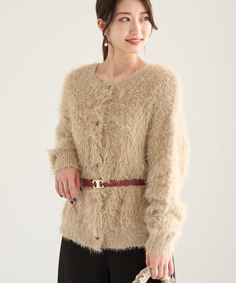 Te chichi「ラメロングシャギーニット」|カーディガン|