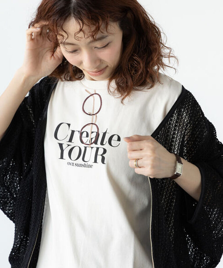 Lugnoncure「メガネ刺繍プリントTシャツ」|Tシャツ・カットソー|キナリ