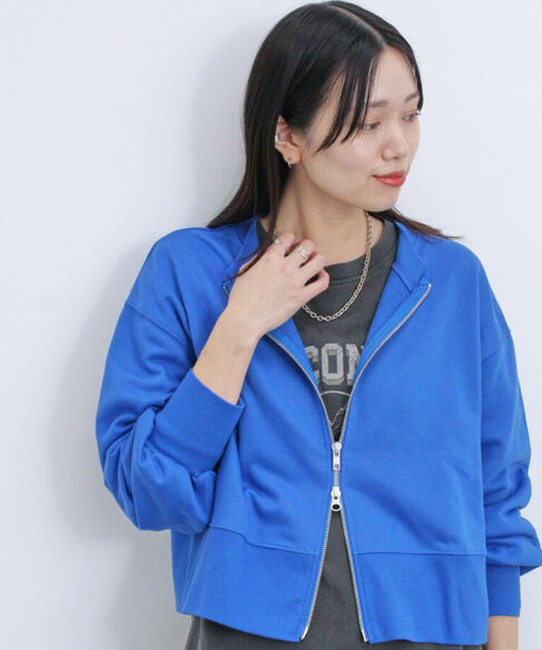Samansa Mos2 blue「◎前後2wayダブルジップスウェット」|Tシャツ・カットソー|