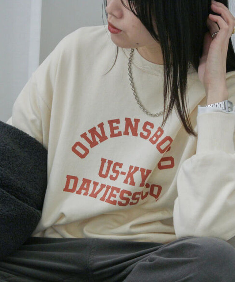 Samansa Mos2 blue「ロゴ入りビッグスウェット」|Tシャツ・カットソー|キナリ