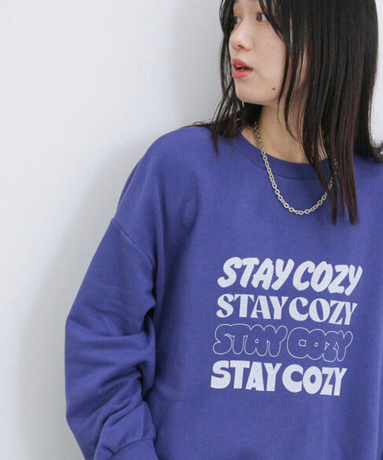 Samansa Mos2 blue「ロゴ入りビッグスウェット」|Tシャツ・カットソー|ブルー